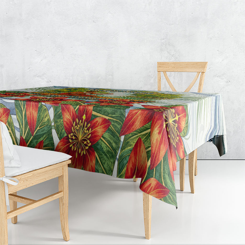 Fiji Taveuni Island Dateline Crossing Tablecloth Tropical Cultural Landscape With Tagimoucia Floral Pattern