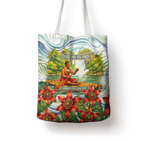 Fiji Taveuni Island Dateline Crossing Tote Bag Tropical Cultural Landscape With Tagimoucia Floral Pattern
