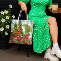 Fiji Taveuni Island Dateline Crossing Tote Bag Tropical Cultural Landscape With Tagimoucia Floral Pattern