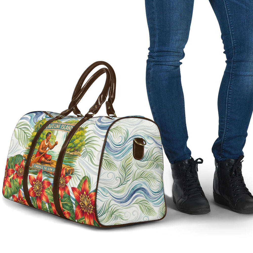 Fiji Taveuni Island Dateline Crossing Travel Bag Tropical Cultural Landscape With Tagimoucia Floral Pattern