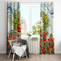 Fiji Taveuni Island Dateline Crossing Window Curtain Tropical Cultural Landscape With Tagimoucia Floral Pattern