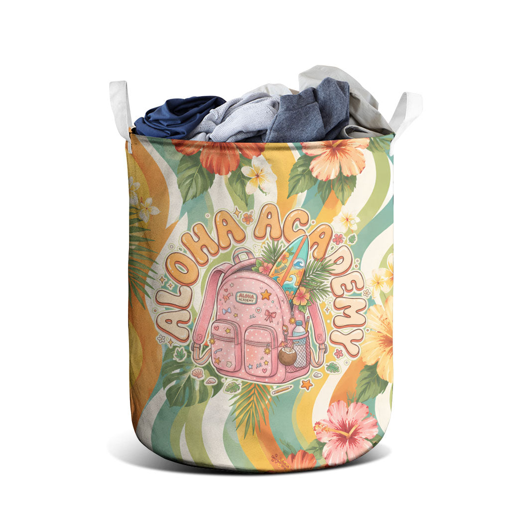 Hawaii Aloha Academy Back To School Laundry Basket Sea Turtle Tropical Hibiscus Flowers Retro Psychedelic