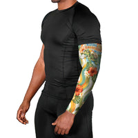 Hawaii Aloha Academy Back To School Arm Sleeves Sea Turtle Tropical Hibiscus Flowers Retro Psychedelic
