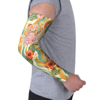Hawaii Aloha Academy Back To School Arm Sleeves Sea Turtle Tropical Hibiscus Flowers Retro Psychedelic