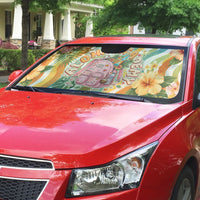 Hawaii Aloha Academy Back To School Auto Sun Shade Sea Turtle Tropical Hibiscus Flowers Retro Psychedelic