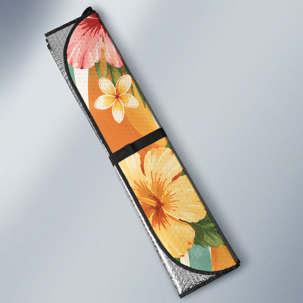 Hawaii Aloha Academy Back To School Auto Sun Shade Sea Turtle Tropical Hibiscus Flowers Retro Psychedelic