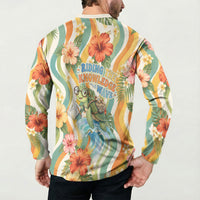 Hawaii Aloha Academy Back To School Button Sweatshirt Sea Turtle Tropical Hibiscus Flowers Retro Psychedelic
