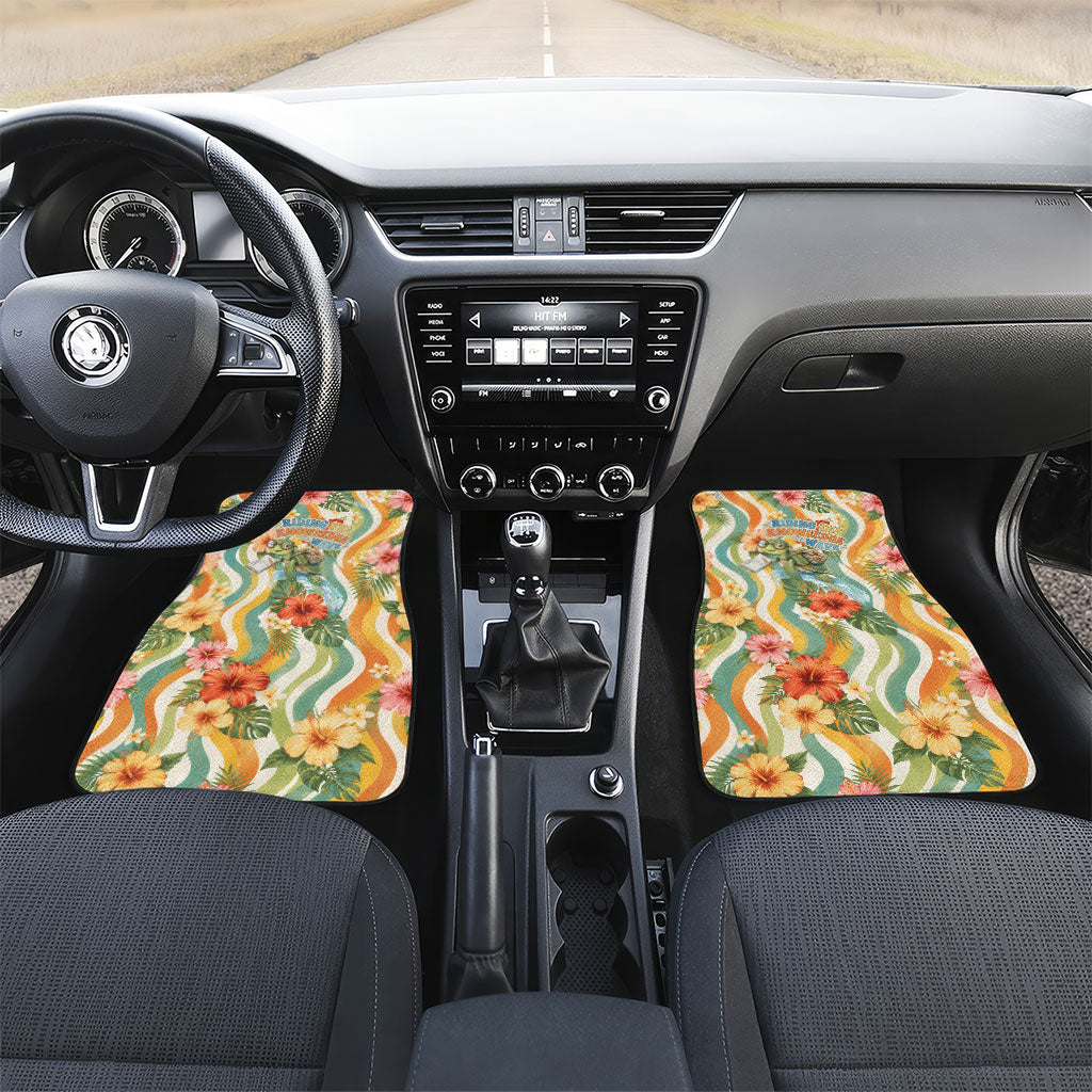 Hawaii Aloha Academy Back To School Car Mats Sea Turtle Tropical Hibiscus Flowers Retro Psychedelic