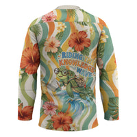 Hawaii Aloha Academy Back To School Hockey Jersey Sea Turtle Tropical Hibiscus Flowers Retro Psychedelic