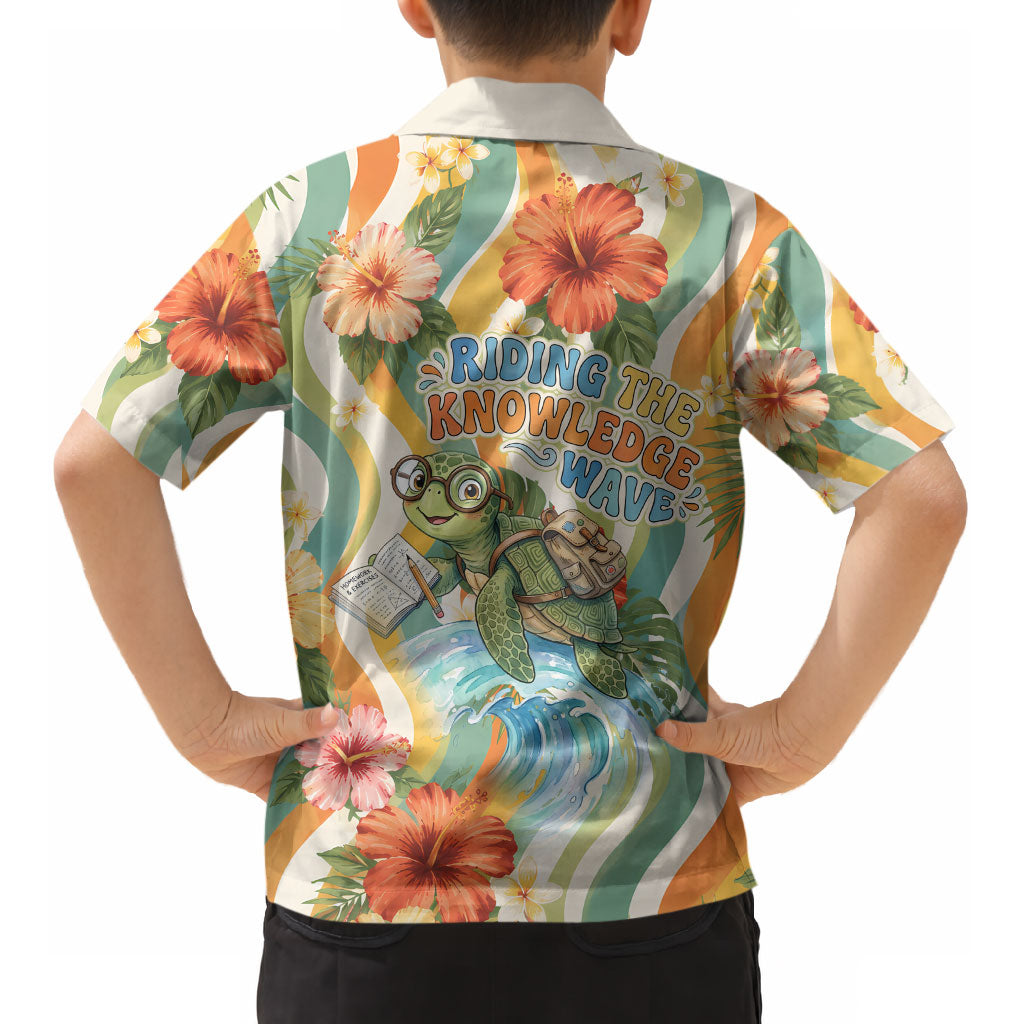 Hawaii Aloha Academy Back To School Kid Hawaiian Shirt Sea Turtle Tropical Hibiscus Flowers Retro Psychedelic