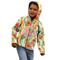 Hawaii Aloha Academy Back To School Kid Hoodie Sea Turtle Tropical Hibiscus Flowers Retro Psychedelic
