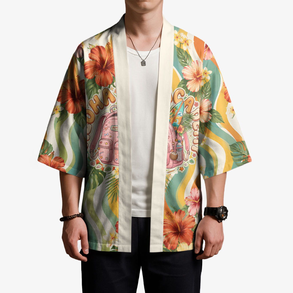 Hawaii Aloha Academy Back To School Kimono Sea Turtle Tropical Hibiscus Flowers Retro Psychedelic