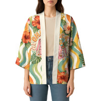 Hawaii Aloha Academy Back To School Kimono Sea Turtle Tropical Hibiscus Flowers Retro Psychedelic