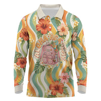 Hawaii Aloha Academy Back To School Long Sleeve Polo Shirt Sea Turtle Tropical Hibiscus Flowers Retro Psychedelic