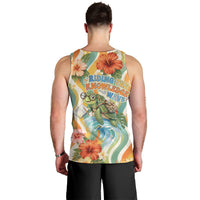 Hawaii Aloha Academy Back To School Men Tank Top Sea Turtle Tropical Hibiscus Flowers Retro Psychedelic