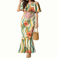 Hawaii Aloha Academy Back To School Mermaid Dress Sea Turtle Tropical Hibiscus Flowers Retro Psychedelic