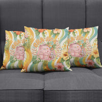Hawaii Aloha Academy Back To School Pillow Cover Sea Turtle Tropical Hibiscus Flowers Retro Psychedelic