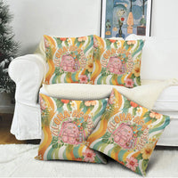 Hawaii Aloha Academy Back To School Pillow Cover Sea Turtle Tropical Hibiscus Flowers Retro Psychedelic