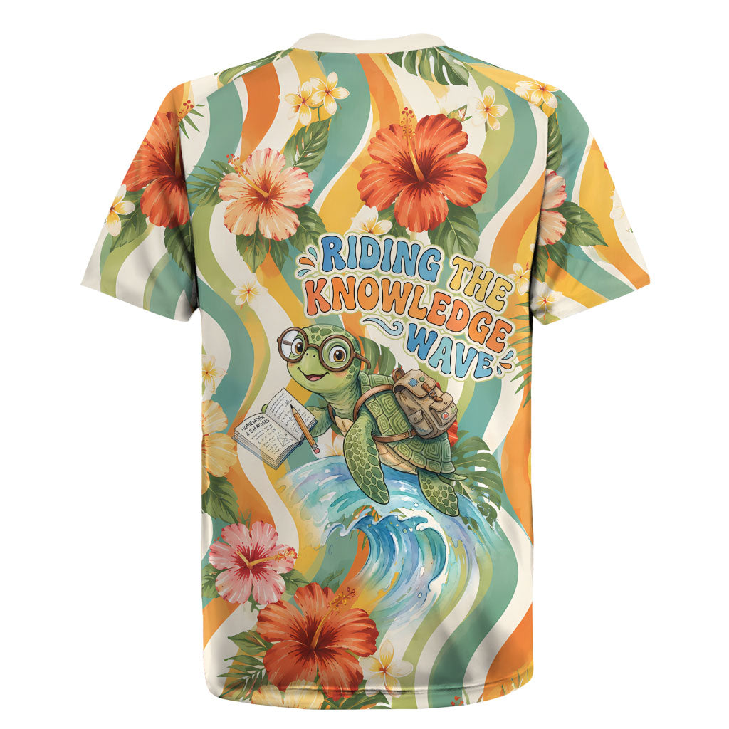 Hawaii Aloha Academy Back To School Rugby Jersey Sea Turtle Tropical Hibiscus Flowers Retro Psychedelic
