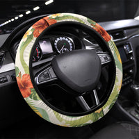 Hawaii Aloha Academy Back To School Steering Wheel Cover Sea Turtle Tropical Hibiscus Flowers Retro Psychedelic