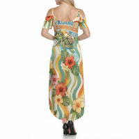 Hawaii Aloha Academy Back To School Summer Maxi Dress Sea Turtle Tropical Hibiscus Flowers Retro Psychedelic