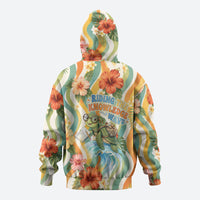 Hawaii Aloha Academy Back To School Zip Hoodie Sea Turtle Tropical Hibiscus Flowers Retro Psychedelic