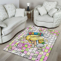 Hawaii Cruising Back To School Area Rug Grid Pattern With School Bag And Vintage Surf Van