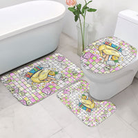 Hawaii Cruising Back To School Bathroom Set Grid Pattern With School Bag And Vintage Surf Van