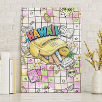Hawaii Cruising Back To School Canvas Wall Art Grid Pattern With School Bag And Vintage Surf Van