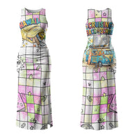 Hawaii Cruising Back To School Couples Matching Tank Maxi Dress and Hawaiian Shirt Grid Pattern With School Bag And Vintage Surf Van