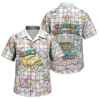 Hawaii Cruising Back To School Family Matching Tank Maxi Dress and Hawaiian Shirt Grid Pattern With School Bag And Vintage Surf Van