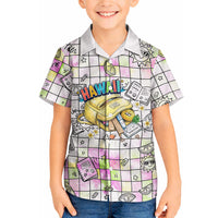 Hawaii Cruising Back To School Hawaiian Shirt Grid Pattern With School Bag And Vintage Surf Van