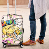 Hawaii Cruising Back To School Luggage Cover Grid Pattern With School Bag And Vintage Surf Van