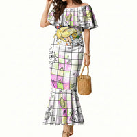 Hawaii Cruising Back To School Mermaid Dress Grid Pattern With School Bag And Vintage Surf Van