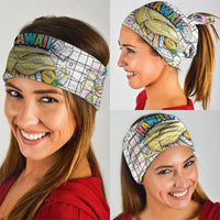 Hawaii Cruising Back To School Neck Gaiter Grid Pattern With School Bag And Vintage Surf Van