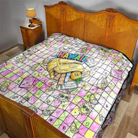 Hawaii Cruising Back To School Quilt Grid Pattern With School Bag And Vintage Surf Van
