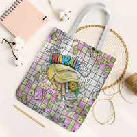 Hawaii Cruising Back To School Tote Bag Grid Pattern With School Bag And Vintage Surf Van