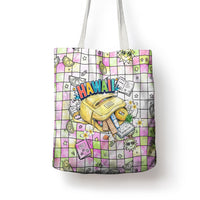 Hawaii Cruising Back To School Tote Bag Grid Pattern With School Bag And Vintage Surf Van