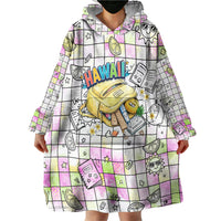 Hawaii Cruising Back To School Wearable Blanket Hoodie Grid Pattern With School Bag And Vintage Surf Van