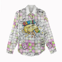 Hawaii Cruising Back To School Women Casual Shirt Grid Pattern With School Bag And Vintage Surf Van