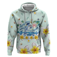 Personalized Hawaii Back To School Dolphin Hoodie Grid Notebook Background With Dolphin Mascot And Plumeria Flowers TS04 Pullover Hoodie Green White - Polynesian Pride