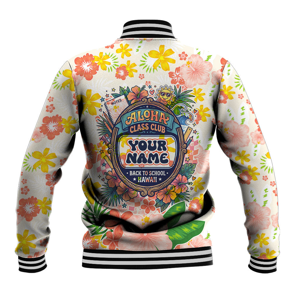 Personalized Hawaii School Club Back To Class Baseball Jacket Retro Tropical Hibiscus Pattern With Open Notebook TS04 - Polynesian Pride