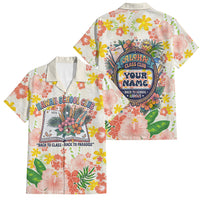 Personalized Hawaii School Club Back To Class Family Matching Mermaid Dress and Hawaiian Shirt Retro Tropical Hibiscus Pattern With Open Notebook TS04 Dad's Shirt - Short Sleeve White Orange - Polynesian Pride
