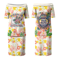 Personalized Hawaii School Club Back To Class Family Matching Puletasi and Hawaiian Shirt Retro Tropical Hibiscus Pattern With Open Notebook TS04 Mom's Dress White Orange - Polynesian Pride