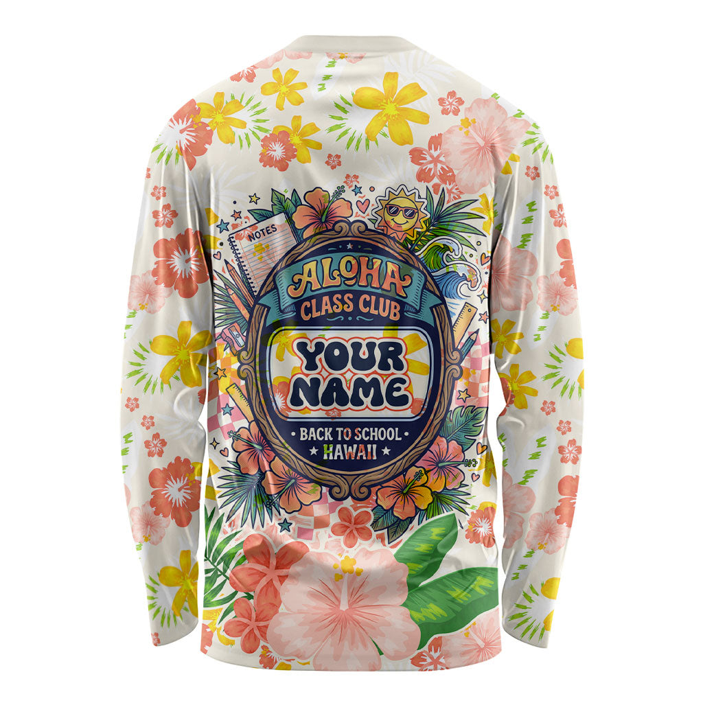 Personalized Hawaii School Club Back To Class Long Sleeve Shirt Retro Tropical Hibiscus Pattern With Open Notebook TS04 - Polynesian Pride
