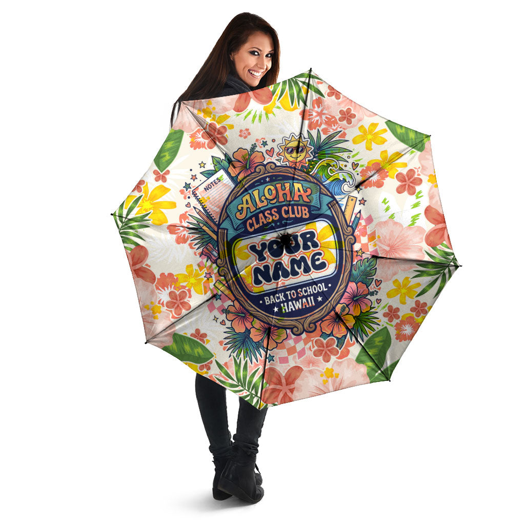 Personalized Hawaii School Club Back To Class Umbrella Retro Tropical Hibiscus Pattern With Open Notebook TS04 - Polynesian Pride