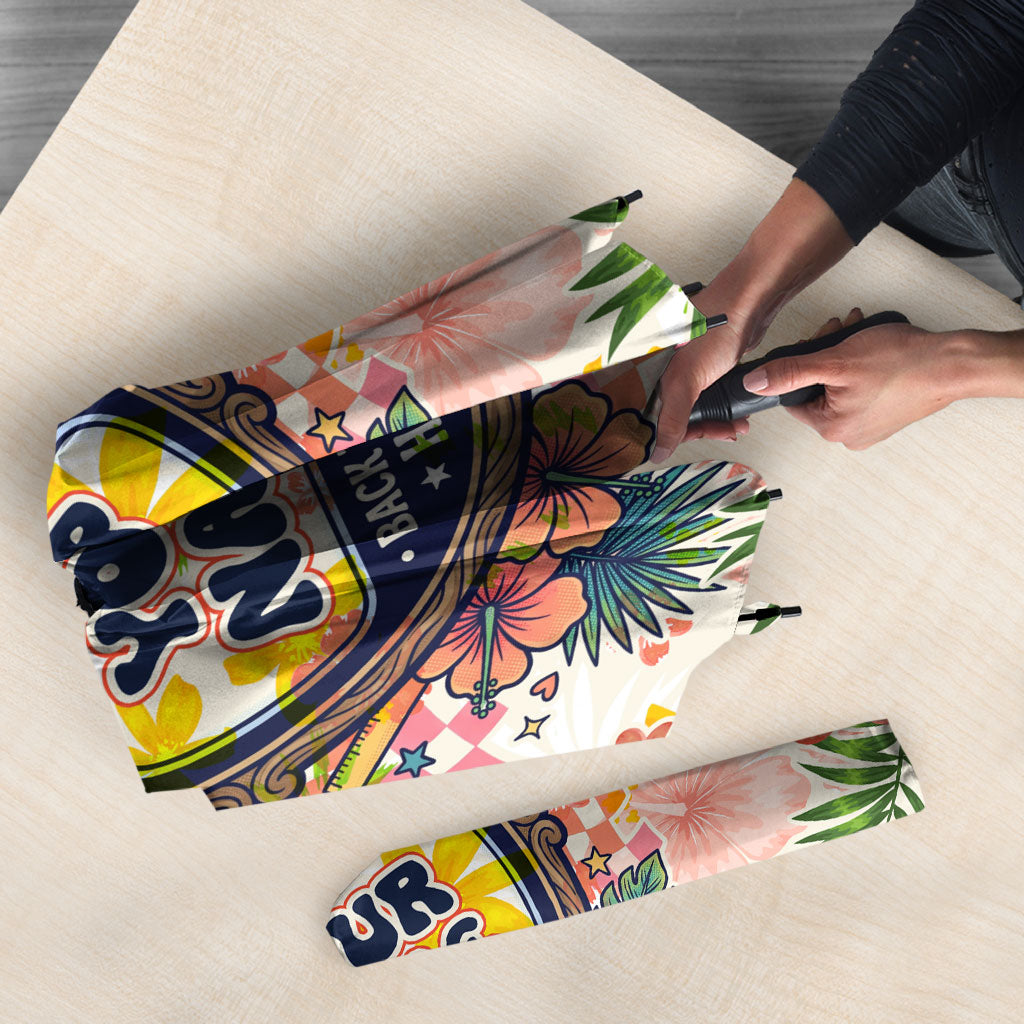 Personalized Hawaii School Club Back To Class Umbrella Retro Tropical Hibiscus Pattern With Open Notebook TS04 - Polynesian Pride