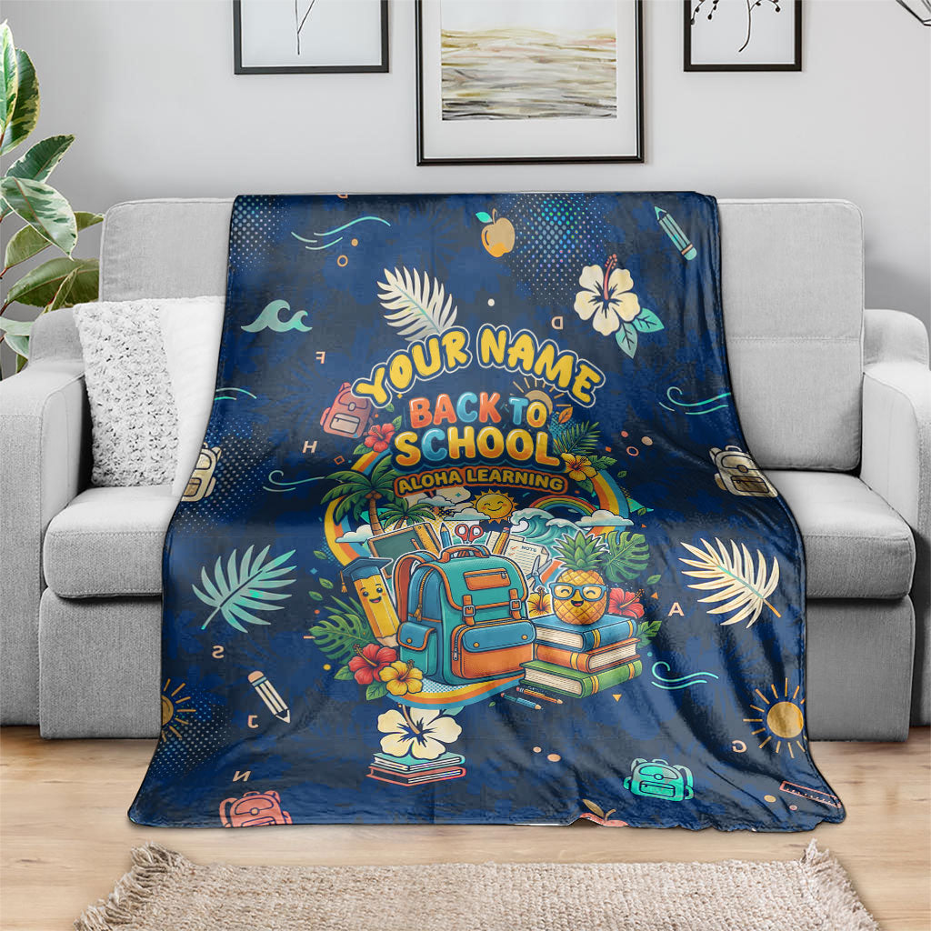 Personalized Hawaii Back To School Aloha Learning Blanket Retro Rainbow open Notebook with Pineapple and Hibiscus Flowers TS04 - Polynesian Pride