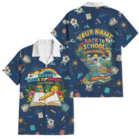 Personalized Hawaii Back To School Aloha Learning Family Matching Summer Maxi Dress and Hawaiian Shirt Retro Rainbow open Notebook with Pineapple and Hibiscus Flowers TS04 Dad's Shirt - Short Sleeve Blue - Polynesian Pride