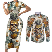 Pineapple Skull Couples Matching Short Sleeve Bodycon Dress and Long Sleeve Button Shirts Summer Paradise TS04 - Polynesian Pride